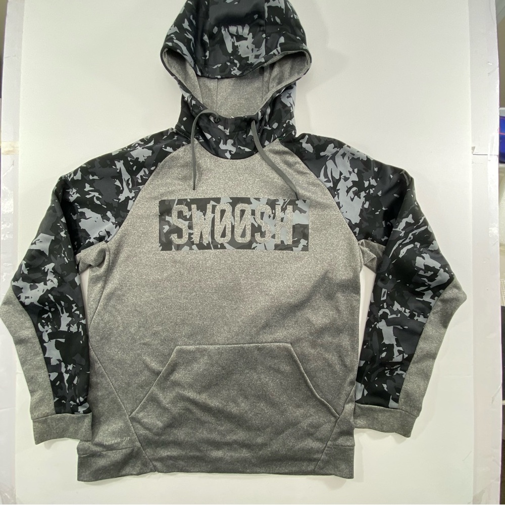 NIKE Hoodie Gray & Black Camo Thermo Fit Men’s Size Large